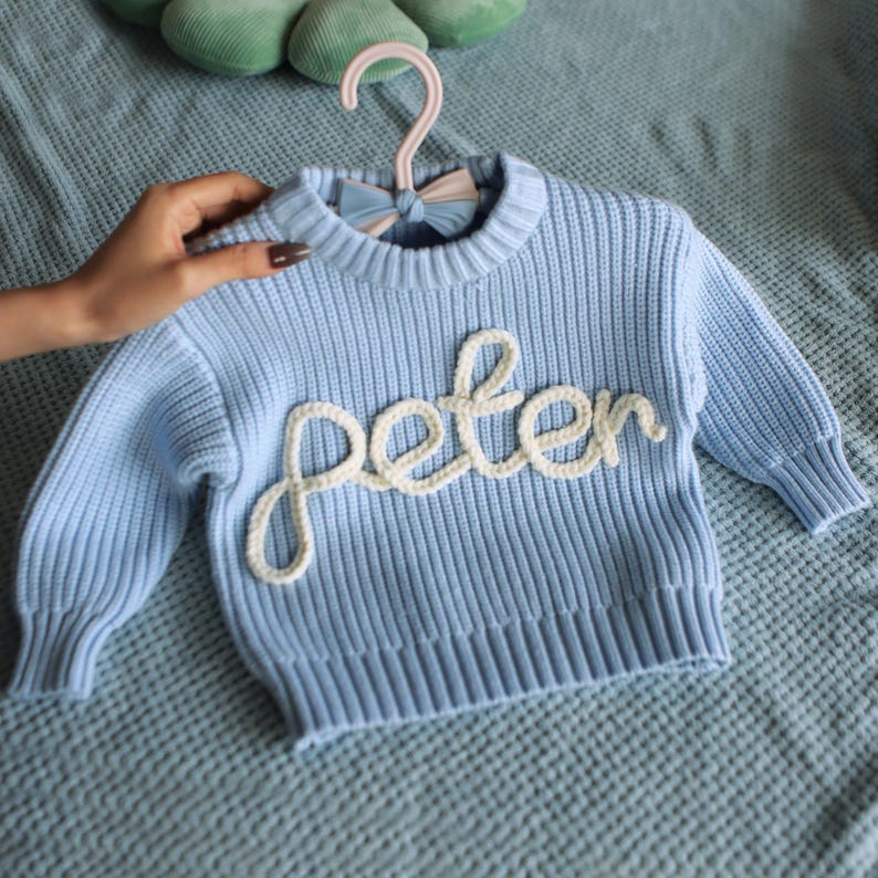 Embroidery Sweater, Baby Jumper with Name, Custom Toddler Sweater, Baby Knit Sweater, Baby Boy & Girl Gift, 1 Year Old Birthday Gifts