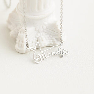 Custom Name Rabbit Necklace, Personalized Name Bunny Necklace, Easter Necklace, Bunny Necklace Easter Jewelry, Rabbit Lover Gift