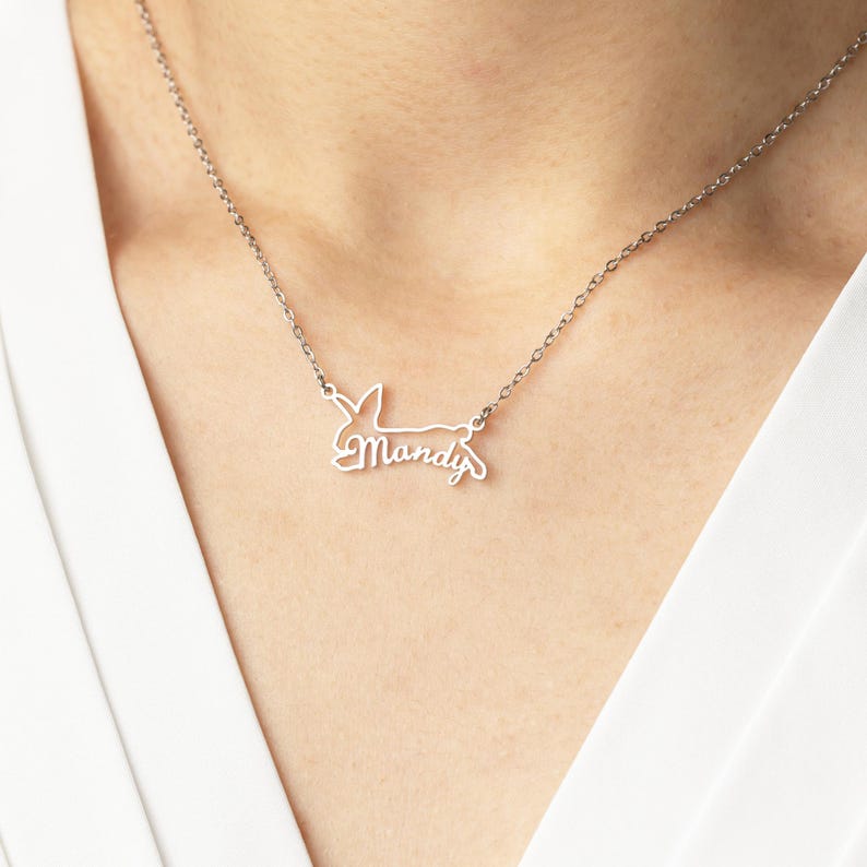 Custom Name Rabbit Necklace, Personalized Name Bunny Necklace, Easter Necklace, Bunny Necklace Easter Jewelry, Rabbit Lover Gift