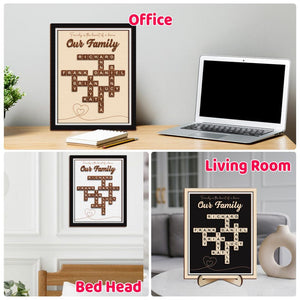 Custom Scrabble Family Name Frame,Scrabble Puzzle,Grandkid Crossword Scrabble Wooden Sign,Unique Gift for Parents Grandparent,Last Name Sign