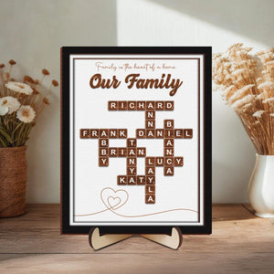 Custom Scrabble Family Name Frame,Scrabble Puzzle,Grandkid Crossword Scrabble Wooden Sign,Unique Gift for Parents Grandparent,Last Name Sign