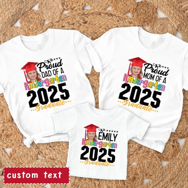 Personalized Family Kindergarten Graduation Shirt, Custom Kids Face Photo Proud Kindergarten Graduation Shirt Kindergarten Family Graduation
