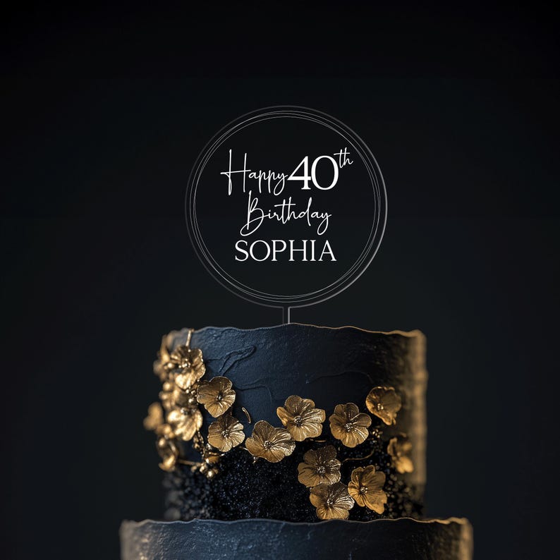 Personalized Birthday Acrylic Cake Topper, Happy Birthday Cake Topper with Name, 30th 40th 50th Birthday Decor, Anniversary Cake Topper