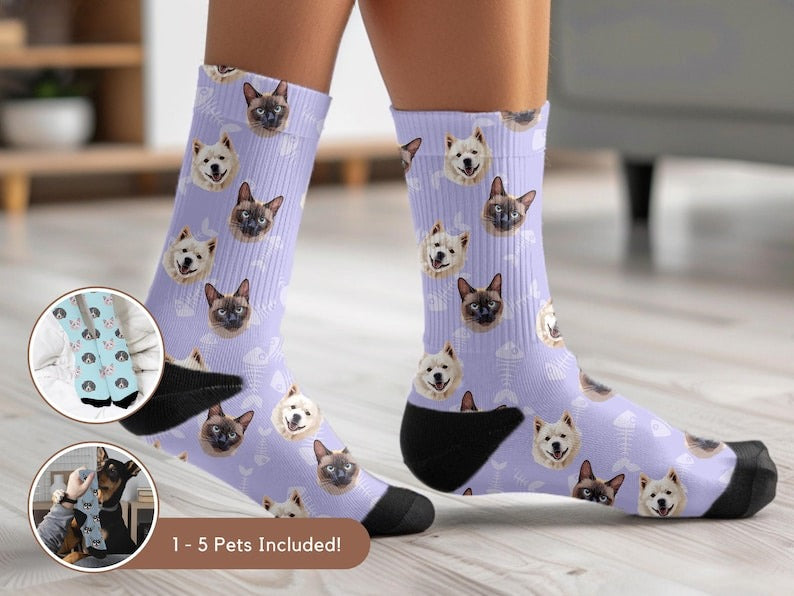 Custom Pet Photo Socks Personalized Pet Socks Custom Dog Socks Custom Cat Socks Fathers Day Gifts Cat Dad Gift Dog Dad Gifts Dog Face Sock