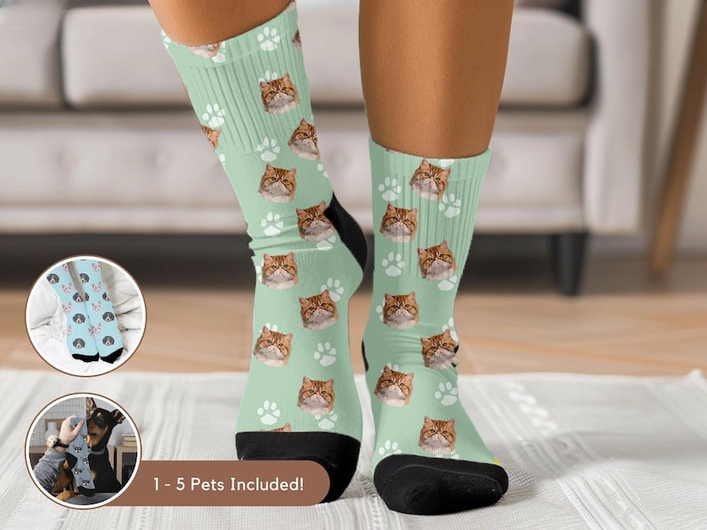 Custom Pet Photo Socks Personalized Pet Socks Custom Dog Socks Custom Cat Socks Fathers Day Gifts Cat Dad Gift Dog Dad Gifts Dog Face Sock