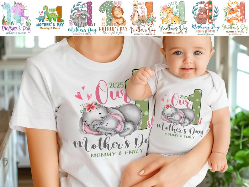 Our First Mother's Day Matching Tee, New Mom Gift, Mothers Day Matching Shirt, Custom 1st Mother's Day Shirt, Matching Mom and Baby Bodysuit