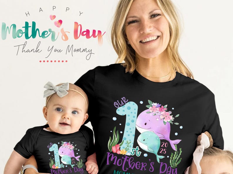 Our First Mother's Day Matching Tee, New Mom Gift, Mothers Day Matching Shirt, Custom 1st Mother's Day Shirt, Matching Mom and Baby Bodysuit