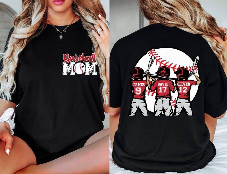 Custom Baseball Kids Mom Shirt,Personalized Baseball Name Shirt, Baseball Jersey Number Tee, Gameday Cheer Mom Gift for Mom