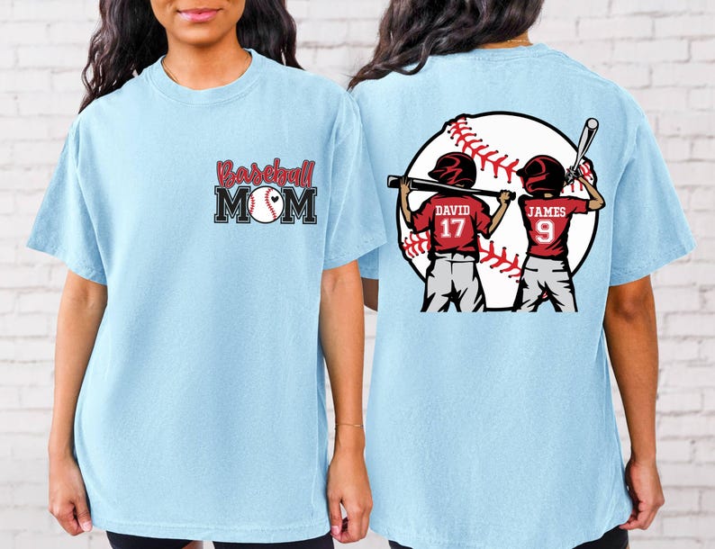 Custom Baseball Kids Mom Shirt,Personalized Baseball Name Shirt, Baseball Jersey Number Tee, Gameday Cheer Mom Gift for Mom