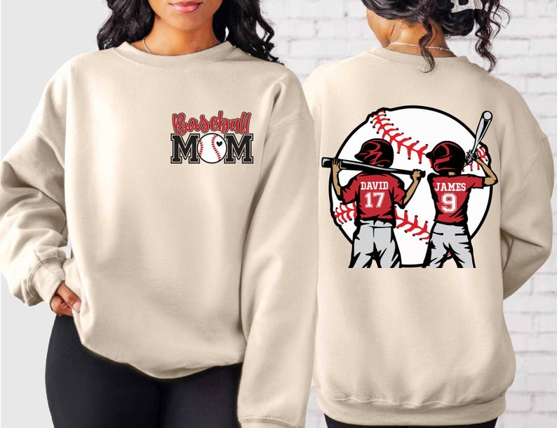 Custom Baseball Kids Mom Sweatshirt,Personalized Baseball Name Sweater,Baseball Jersey Number Sweat,Gameday Cheer Mom Baseball Gift for Mom