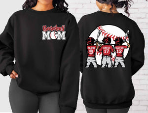 Custom Baseball Kids Mom Sweatshirt,Personalized Baseball Name Sweater,Baseball Jersey Number Sweat,Gameday Cheer Mom Baseball Gift for Mom