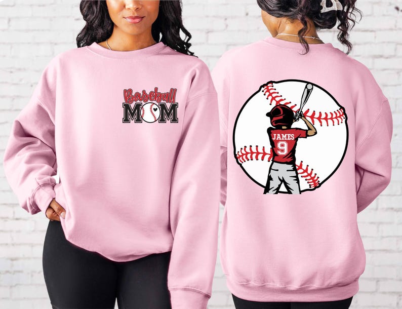 Custom Baseball Kids Mom Sweatshirt,Personalized Baseball Name Sweater,Baseball Jersey Number Sweat,Gameday Cheer Mom Baseball Gift for Mom