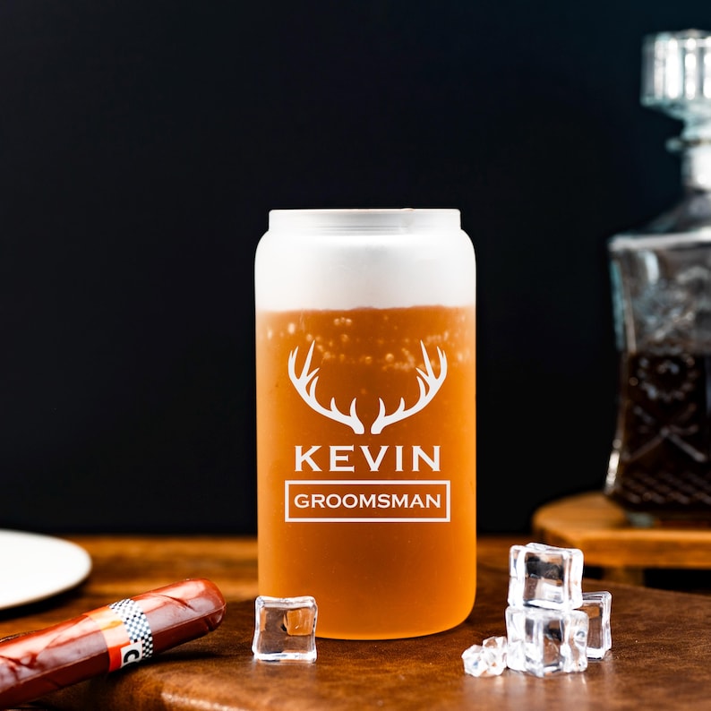 Personalized Groomsmen Gifts, Beer Glass Cup, Best Man Gift, Dad Gifts, Boyfriend Gift, Wedding Gift for Groomsman, Bachelor Party Gifts