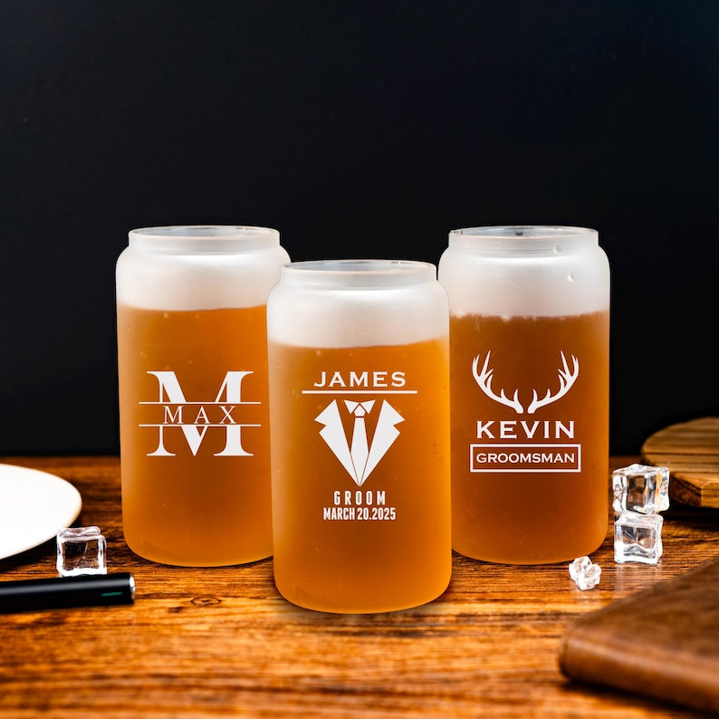 Personalized Groomsmen Gifts, Beer Glass Cup, Best Man Gift, Dad Gifts, Boyfriend Gift, Wedding Gift for Groomsman, Bachelor Party Gifts