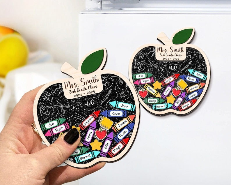 Personalized Teacher Apple Magnet, Custom Teacher Shaker Magnet, Teacher Appreciation Gifts, Teacher Locker Magnet, Thank You Teacher Gift