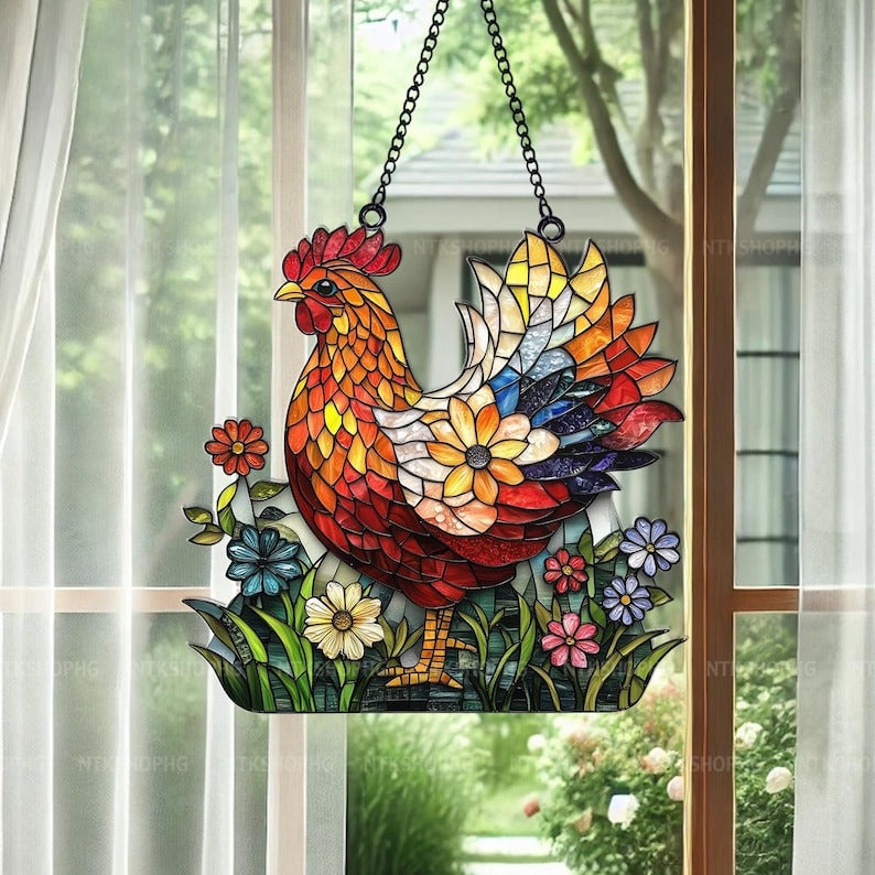 Acrylic Farmhouse Window Decorations, Rustic Style Hanging Decorations, Country Kitchen Art, Gifts for Farm Lovers, Gifts for Chicken Lovers