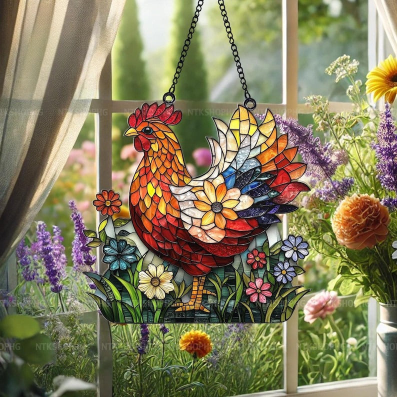 Acrylic Farmhouse Window Decorations, Rustic Style Hanging Decorations, Country Kitchen Art, Gifts for Farm Lovers, Gifts for Chicken Lovers