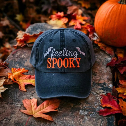 Feeling Spooky Embroidered Baseball Cap, Salem Witch Embroidery Washed Hat, Spooky Season, Cute Fall Cap, Halloween Gift, Halloween Party il_794xN.6730792678_84uv.jpg
