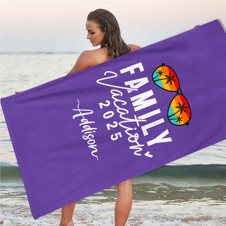 Personalized Family Vacation 2025 Beach Towel, Matching Family Trip Gift For Summer, Family Vacay, Family Cruise Towel, Family Reunion Gift