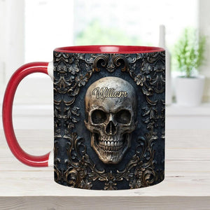 Touch My Coffee And I Will Drink It From Your Skull Personalized Skull Accent Mug, Dark Gothic Cup, Gift for Men, Military Gift for Dad
