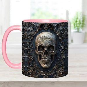 Touch My Coffee And I Will Drink It From Your Skull Personalized Skull Accent Mug, Dark Gothic Cup, Gift for Men, Military Gift for Dad