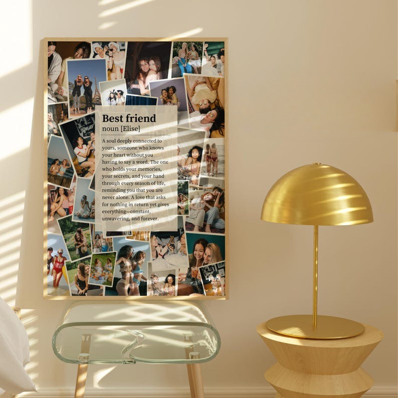 Custom Photo Collage Gift for Best Friend Canvas, Personalised Best Friend Definition Print, Birthday Gift for Best Friend