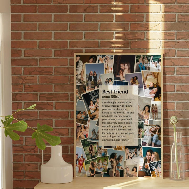 Custom Photo Collage Gift for Best Friend Canvas, Personalised Best Friend Definition Print, Birthday Gift for Best Friend