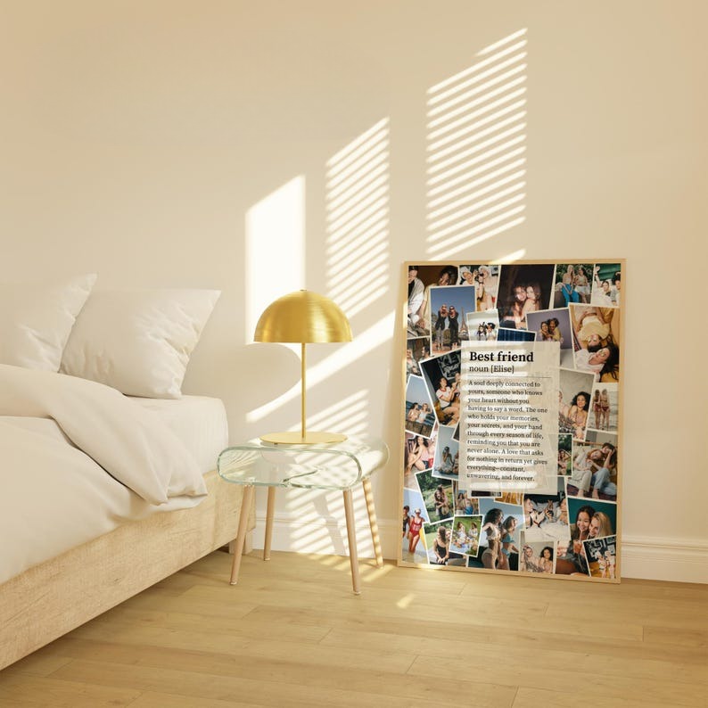 Custom Photo Collage Gift for Best Friend Canvas, Personalised Best Friend Definition Print, Birthday Gift for Best Friend