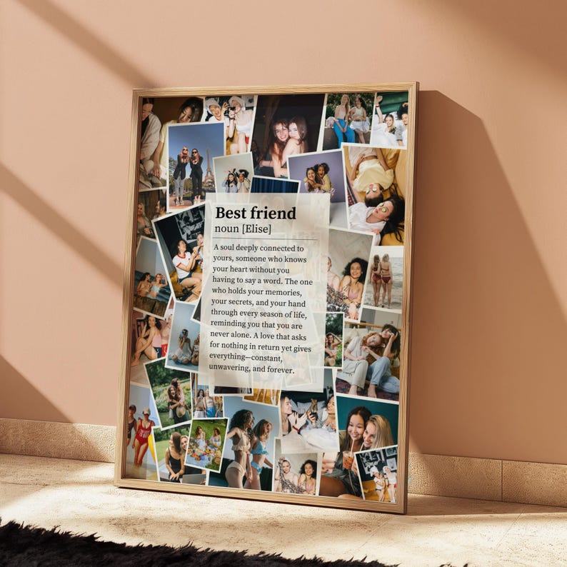 Custom Photo Collage Gift for Best Friend Canvas, Personalised Best Friend Definition Print, Birthday Gift for Best Friend