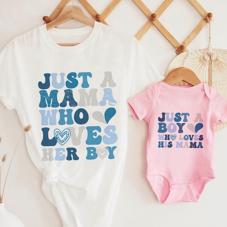 Personalized Our First Mother's Day Shirt, Just A Mama Who Loves Her Boy Shirt, Mothers Day Mama Boy Matching Shirt, Mommy And Me Outfit