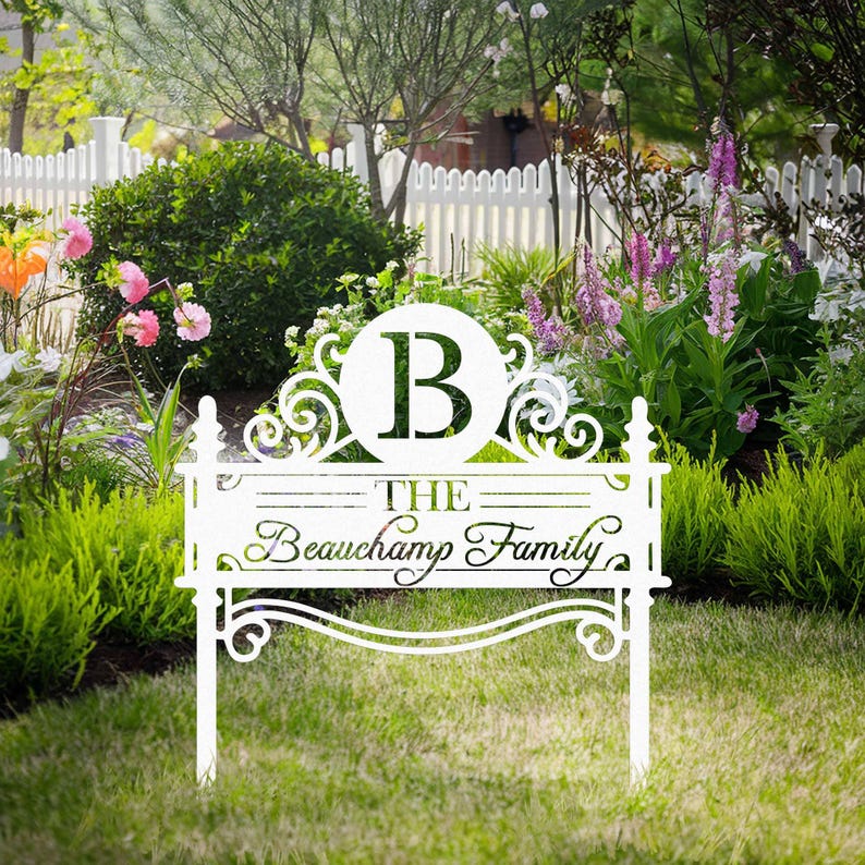 Custom Wrought Metal Family Name Sign: Personalized Garden Decor,Yard Address Stake,Outdoor Stake