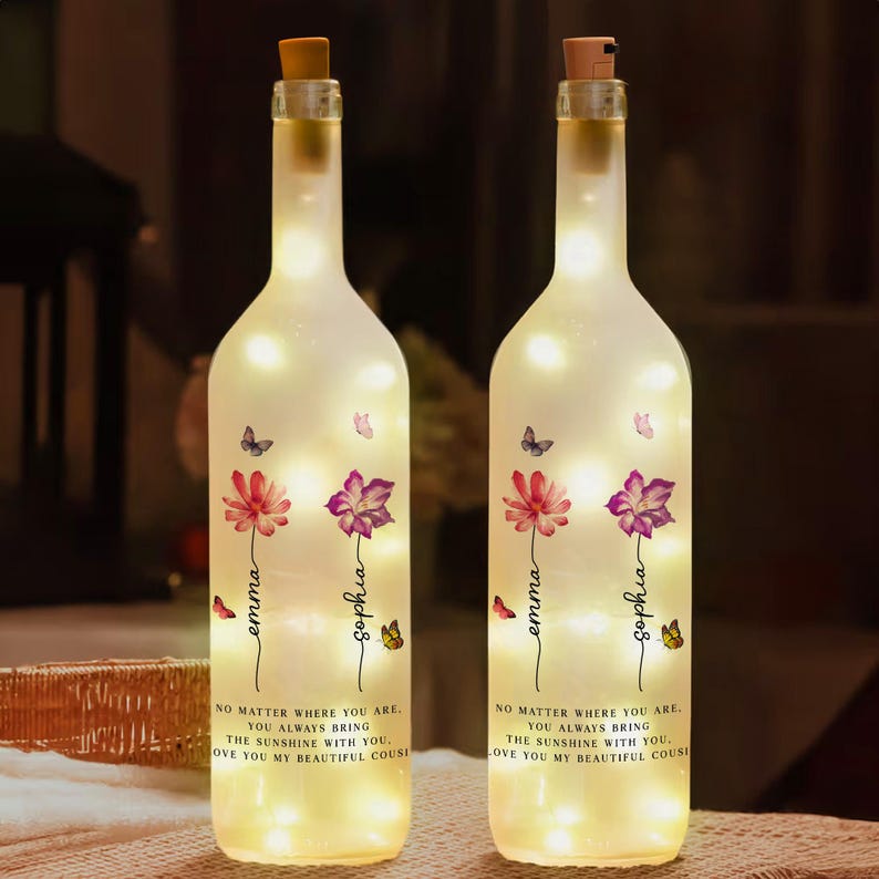 Cousin Gifts, Personalized Cousin Bottle Lamp, Sister Gifts, Cousin Gifts For Men, Birthday Gifts For Sister, Gifts For Sister Night Light