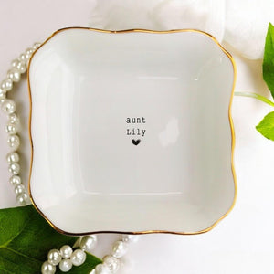 Custom Aunt Name Ring Dish, Tia Birthday Baptism Gift, Pregnancy Announcement Auntie Gift