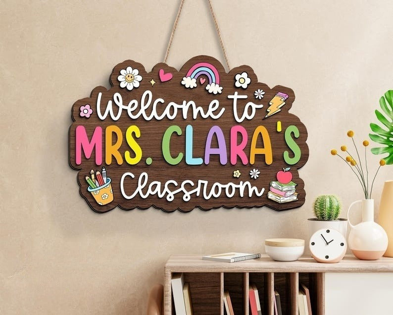 Personalized Teacher Sign, Teacher Door Hanger, Teacher Welcome Sign, Classroom Decor, Teacher Gifts, Custom Teacher Door Sign