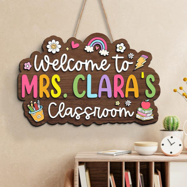 Personalized 3D Teacher Sign, Teacher Door Hanger, Teacher Welcome Sign, Classroom Decor, Teacher Gifts, Custom Teacher Door Sign