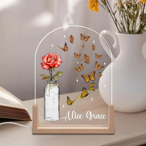 Personalized Birth Flower With Name Night Light, Gift for Mom, Mother's Day Gift For Grandma, Bedroom Night Light, Friend Gift, Mom Led Sign