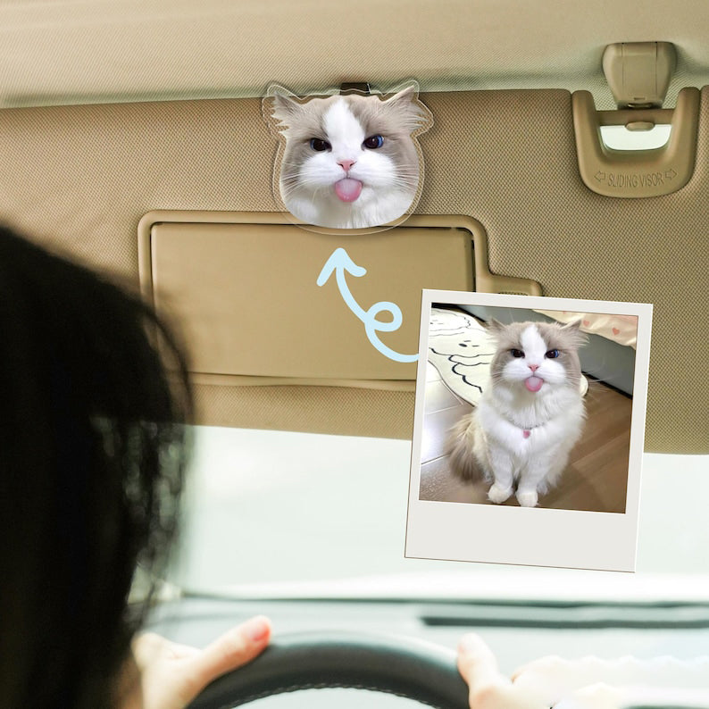 Custom Personalised Pet Acrylic Visor Clip, Cat Dog Car Vent Clip, Decoration Acrylic Blank Car Vent, Custom Photo, Custom Pet Car Clip