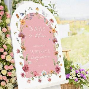 Pink Wildflowers Baby Shower Sign, Floral Girls Baby In Bloom Sign, Girl Shower Welcome Sign, Girls Baby Shower Decorations