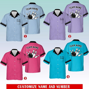 Personalized Retro Bowling Hawaiian Pocket Shirt for Men Women, Custom Name Bowling Shirt, Bowling Pocket Shirt, Vintage Bowling Team Name