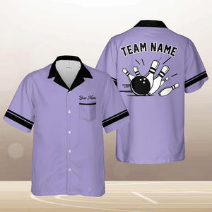 Personalized Retro Bowling Hawaiian Pocket Shirt for Men Women, Custom Name Bowling Shirt, Bowling Pocket Shirt, Vintage Bowling Team Name
