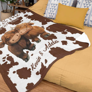 Personalized You and Me We Got This Highland Cow Couple Soft Throw Blanket with Name Anniversary Valentine's Day Birthday Gift for Couples