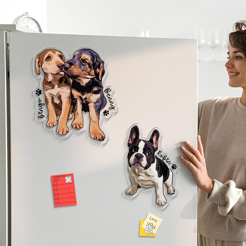 Personalized Pet Lovers Gifts, Custom Pet Portrait Magnet, Pet Photo Magnet, Custom Dog Photo Magnet, Mother's Day Gift For Dog Mom
