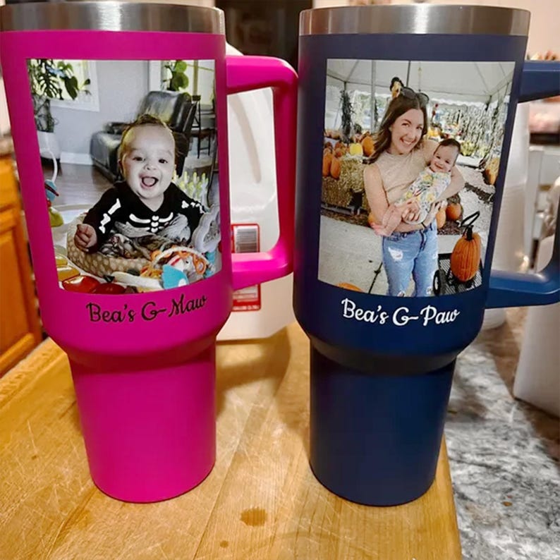 Custom Photo 40oz Tumbler, Custom Collage Tumbler Cup with Straw, Mother s Day Tumbler, Personalized Picture Mug, Family Memories, Gift for Grandma
