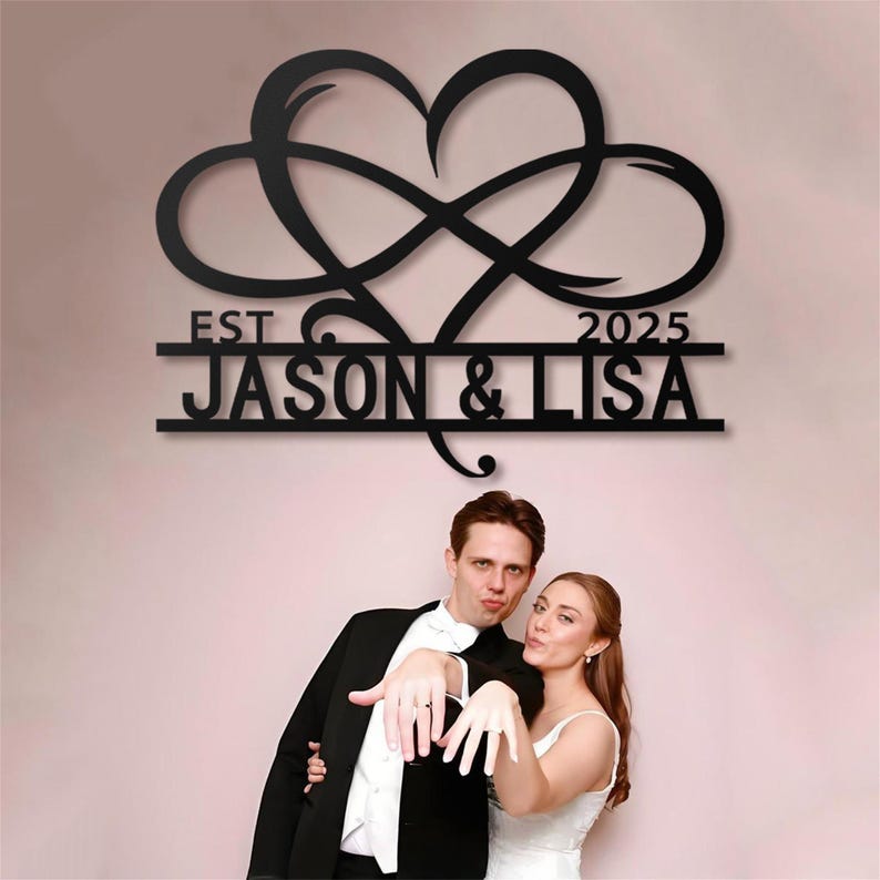 Custom Wedding Gift Metal Sign, Personalized Family Name Metal Sign, Last Name Sign,Metal Monogram,Anniversary Couple Gift Personalized Sign