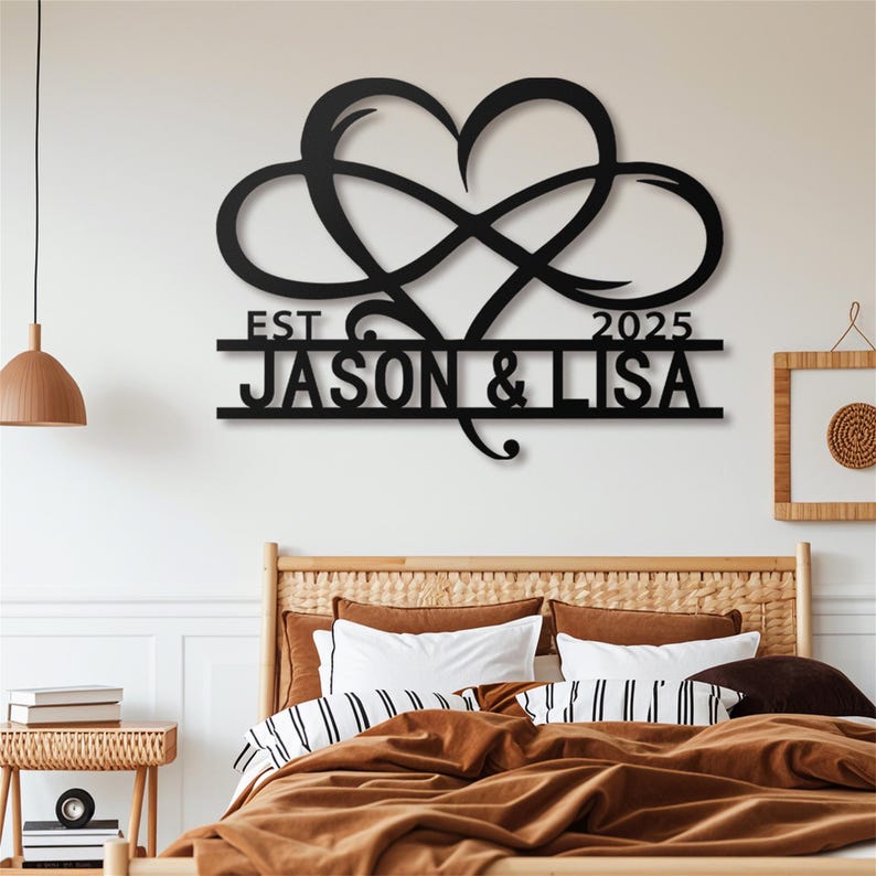 Custom Wedding Gift Metal Sign, Personalized Family Name Metal Sign, Last Name Sign,Metal Monogram,Anniversary Couple Gift Personalized Sign