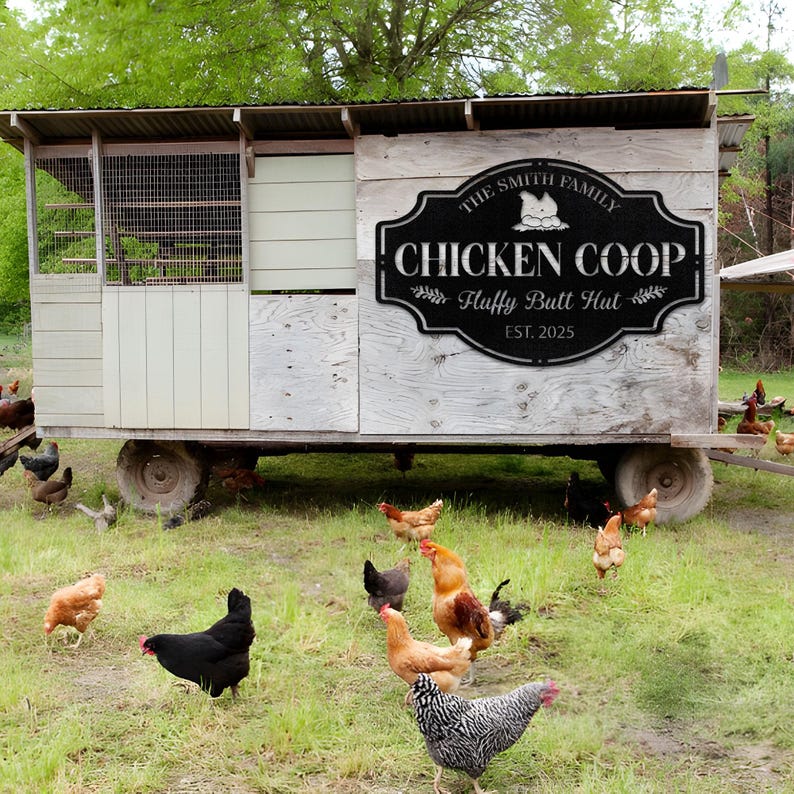 Personalized Hen House Metal Sign Outdoor Decor, Hen House Sign, Custom Metal Chicken Coop Sign, Farm Chicken house Decor, Chicken Coop Sign