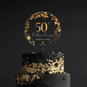 50th Anniversary Cake Topper, Gold Wedding Anniversary Cake Topper, Acrylic Cake Topper for Wedding, 50th Anniversary Gift, Anniversary Gift