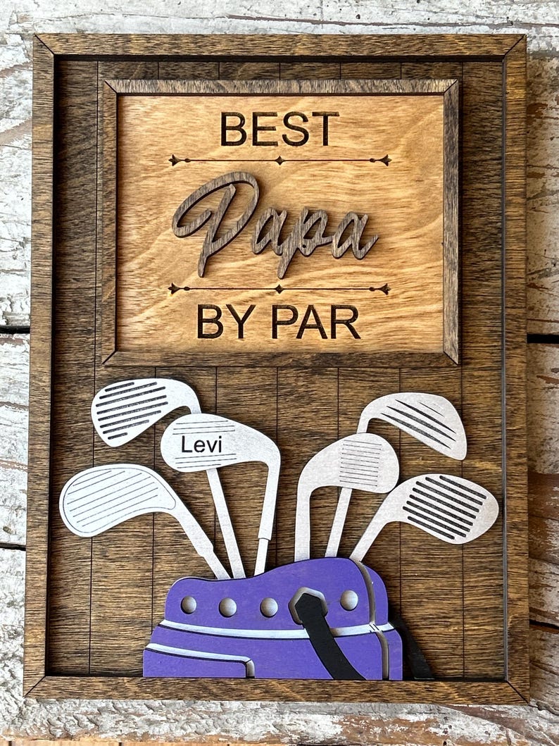 Personalized Dad or Grandpa Golf Sign | Best Dad by Par Fathers Day Golfing Gift for Daddy | Papa Pops Pappy | Golf Lover Custom Present