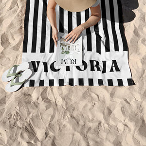 Custom Stripe Beach Towel with Name, Beach Bridal Party Towel, Preppy Girls Pool Towel, Swimming Club Towel, Summer Essentials Vacation