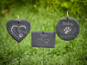 Engraved Pet Memorial Garden Stone Dog Loss Personalized Gift Pet Memorial Stone Garden Sign with Hanging Stake - Honor Your Beloved Pet
